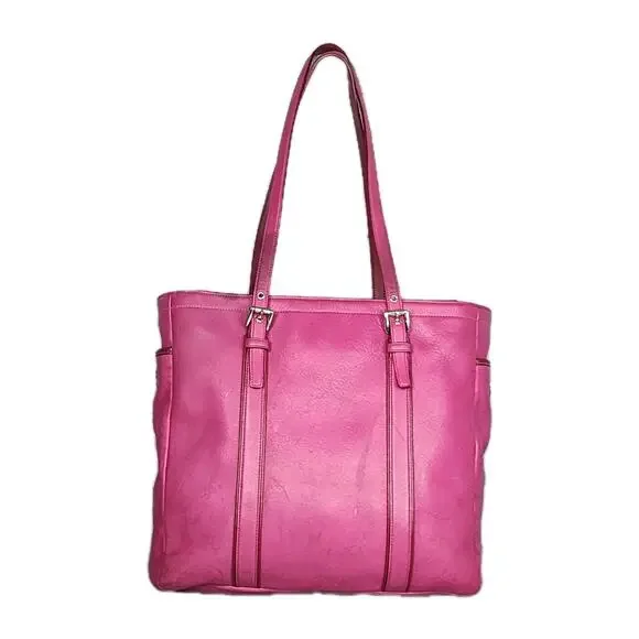 Vintage Coach Tote Bag Pink Leather D05Q-5182 Double Strap Shoulder Bag Rare - Picture 2 of 16